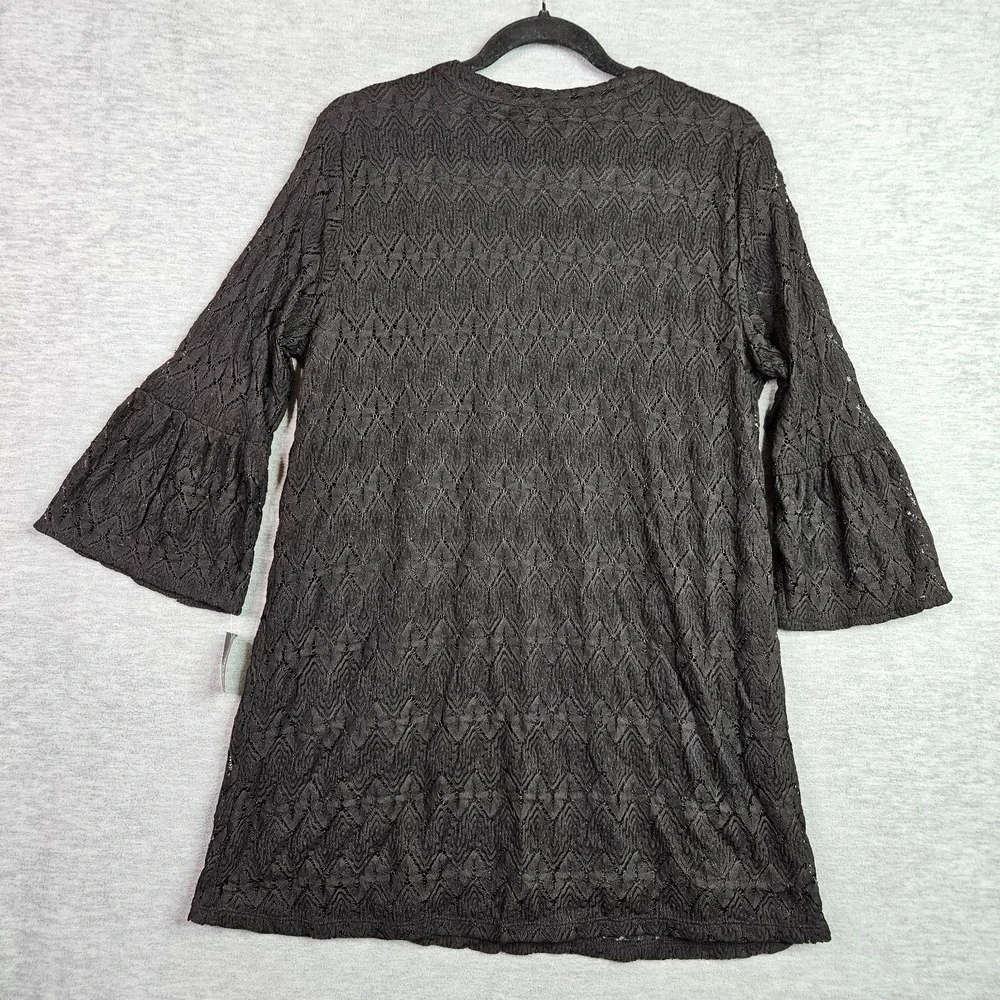 Style & Co Women's Petite Size PL Black Lace Tunic Top Bell Sleeve NWT